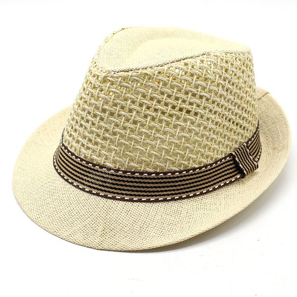 summer jazz hat men's breathable linen bonnet hat outdoor sun hat curly straw cap, Blue;gray
