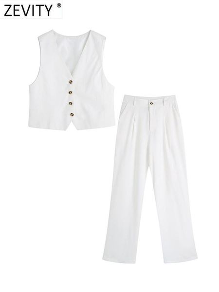 sweaters zevity women fashion v neck breasted sleeveless vest and high waist zipper straight pants female two piece sets mujer set223, White;black
sweaters zevity women fashion v neck breasted sleeveless vest and high waist zipper straight pants female two piece sets mujer set223, White;black