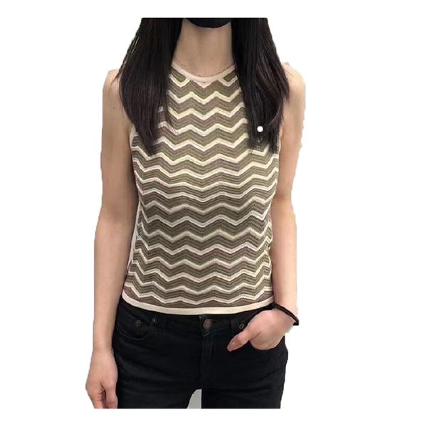 summer women knits tee stripe designer knitted vest high collar tank sleeveless breathable knitted pullover womens sport, White
summer women knits tee stripe designer knitted vest high collar tank sleeveless breathable knitted pullover womens sport, White