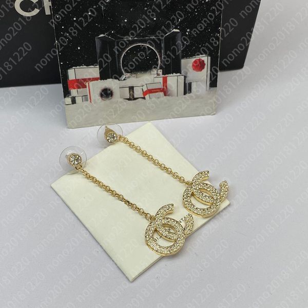 

fashion 18k gold plated tassel designer letters stud long earring dangle crystal geometric luxury brand women rhinestone pearl wedding jewer, Silver