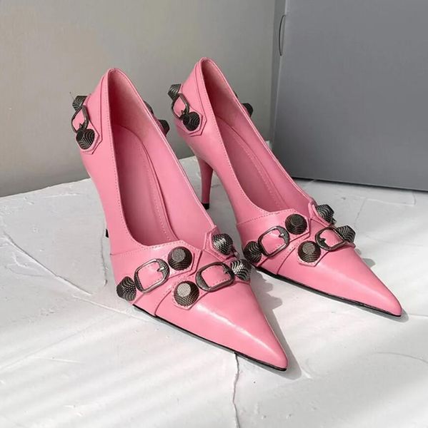 pink lambskin pumps shoes stud buckle embellished slip-on pointed toe stiletto fashion show evening shoes luxury designers shoe for women fo, Black
pink lambskin pumps shoes stud buckle embellished slip-on pointed toe stiletto fashion show evening shoes luxury designers shoe for women fo, Black