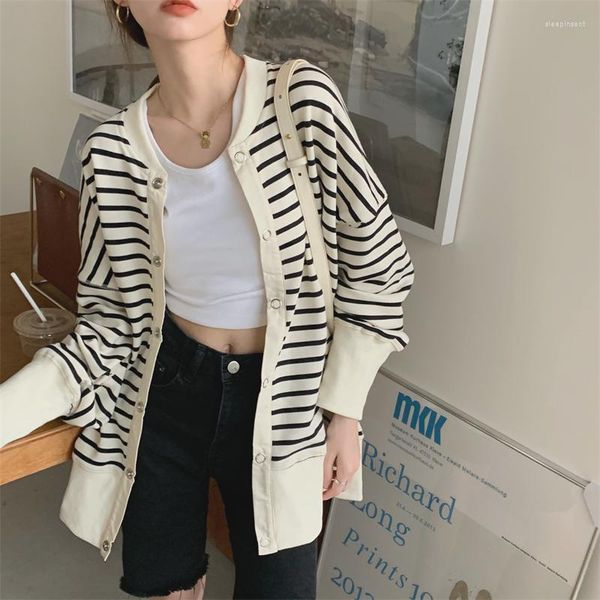 spring/summer women's knits 2023 navy contrast striped cardigan coat casual loose knitted oversized, White
spring/summer women's knits 2023 navy contrast striped cardigan coat casual loose knitted oversized, White