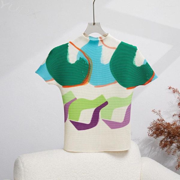 shirts women's t half high neck fashion short-sleeved t-shirt women pleated summer 2023 miyake series thin section, White
shirts women's t half high neck fashion short-sleeved t-shirt women pleated summer 2023 miyake series thin section, White