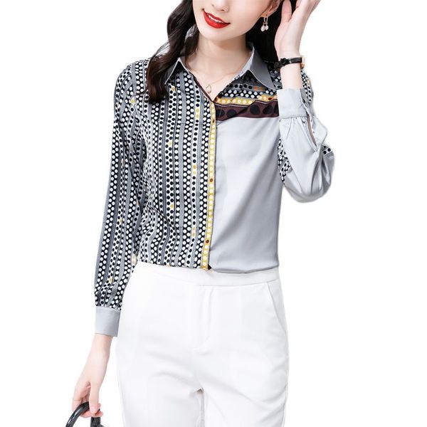 long sleeve runway shirt 2023 luxury designer satin printed turn-down collar women's silk blouse casual spring autumn winter elegant fa, White
long sleeve runway shirt 2023 luxury designer satin printed turn-down collar women's silk blouse casual spring autumn winter elegant fa, White