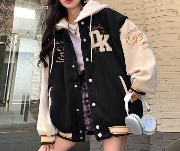 womens jackets embroidered hooded baseball uniform winter student couple american retro plus velvet casual jacket 230707, Black;brown
womens jackets embroidered hooded baseball uniform winter student couple american retro plus velvet casual jacket 230707, Black;brown
