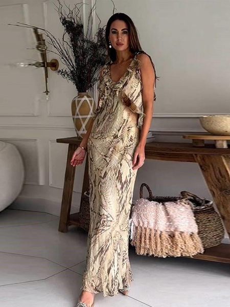 dresses fashion printed suspender sleeveless long women's dress vneck ruffle female dresses 2023 summer ladies chic beach long dress, Black
dresses fashion printed suspender sleeveless long women's dress vneck ruffle female dresses 2023 summer ladies chic beach long dress, Black