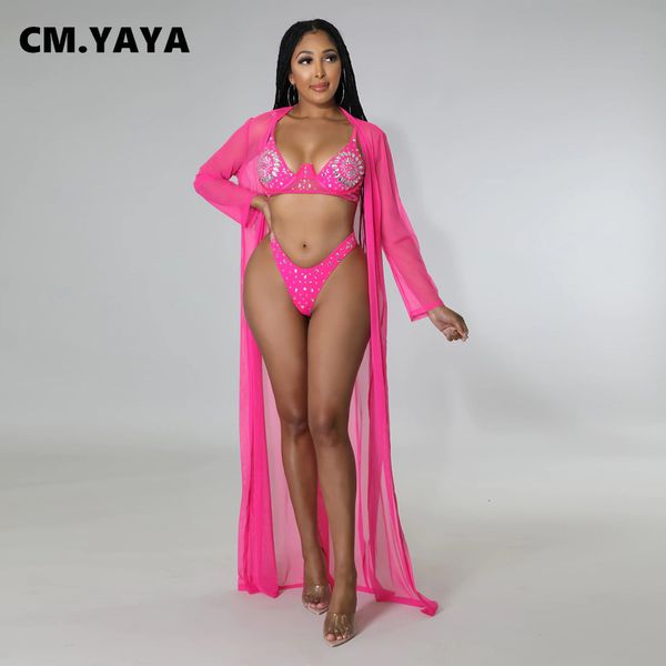 women's swimwear cm.yaya women diamonds rhinestones bikinis set with mesh see though cover-ups matching three 3 piece set outfit swimsu, White;black
women's swimwear cm.yaya women diamonds rhinestones bikinis set with mesh see though cover-ups matching three 3 piece set outfit swimsu, White;black