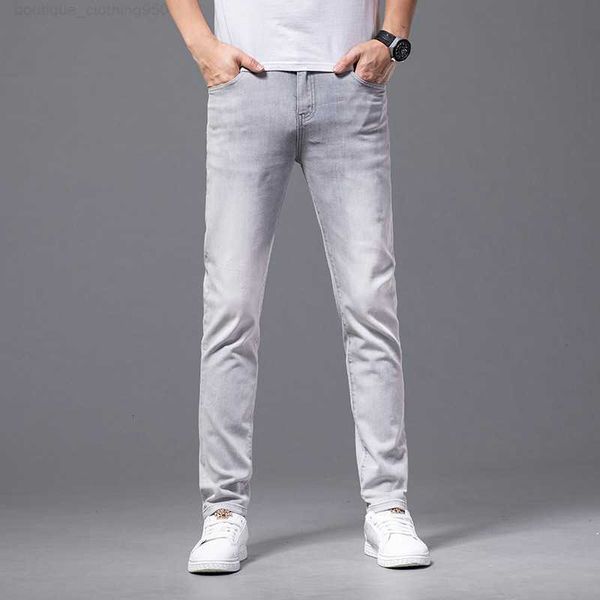designer embroidered light color jeans for men slim fit small feet elastic luxury smart fashionable high-end mens trousers, Blue
designer embroidered light color jeans for men slim fit small feet elastic luxury smart fashionable high-end mens trousers, Blue