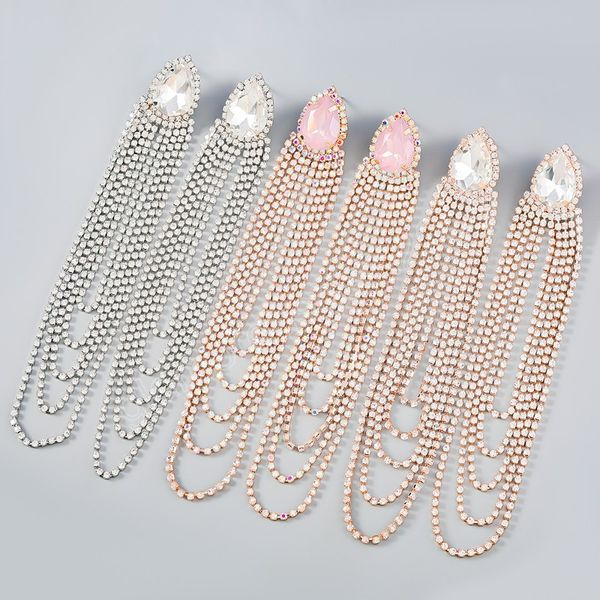 fashion metal rhinestones geometric tassels long dangle earrings new wedding luxury jewelry women's elegant accessories, Silver
fashion metal rhinestones geometric tassels long dangle earrings new wedding luxury jewelry women's elegant accessories, Silver