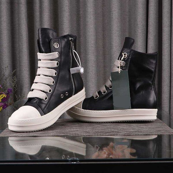 casual rick high shoes for men's board shoes ro owens dark women's ankle boots, Black