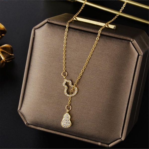 pendant necklaces titanium steel necklace, female immortal gas gourd collarbone chain, light luxury new jewelry accessories, neck chain, Silver
pendant necklaces titanium steel necklace, female immortal gas gourd collarbone chain, light luxury new jewelry accessories, neck chain, Silver