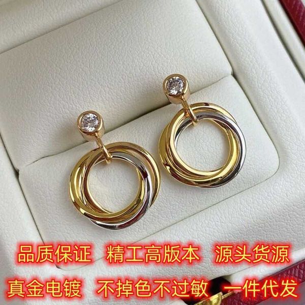 high version seiko high edition silver s925 carti single diamond three ring tri color earrings 18k rose gold for women, Golden;silver
high version seiko high edition silver s925 carti single diamond three ring tri color earrings 18k rose gold for women, Golden;silver