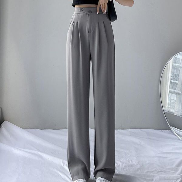 dresses women summer suit pants korean style solid color high waist loose leg trousers office ladies female straight with pockets, Black
dresses women summer suit pants korean style solid color high waist loose leg trousers office ladies female straight with pockets, Black