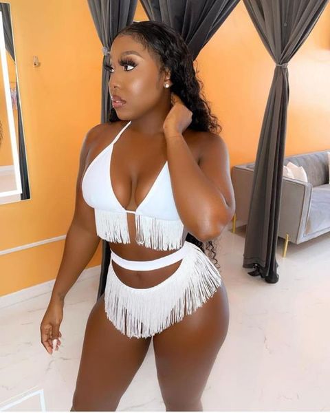 women's swimwear echoine fringe tassel bra bikini set swimsuit beach two piece set solid swimwear bathing suit summer women beachwear 2, White;black
women's swimwear echoine fringe tassel bra bikini set swimsuit beach two piece set solid swimwear bathing suit summer women beachwear 2, White;black
