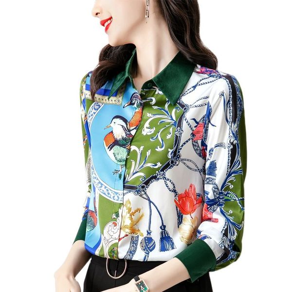 elegant style runway silk shirt long sleeve 2023 designer women's printed casual button up shirts spring autumn winter slim office ladi, White
elegant style runway silk shirt long sleeve 2023 designer women's printed casual button up shirts spring autumn winter slim office ladi, White