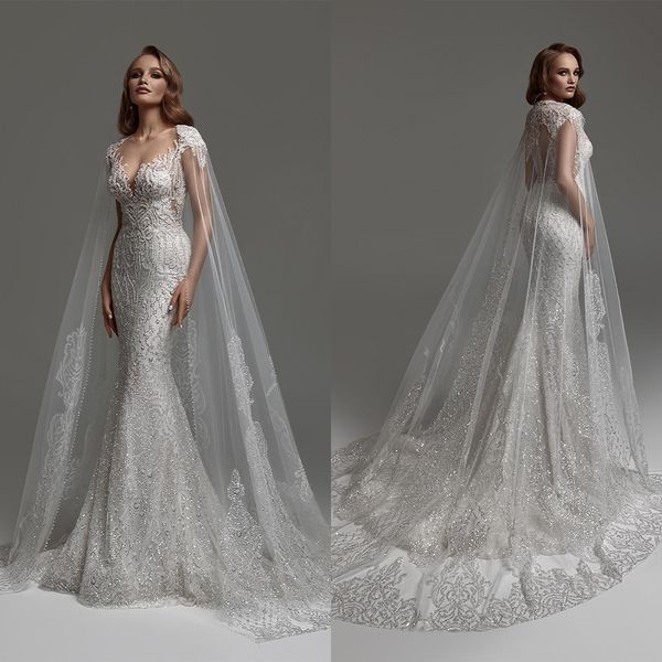 mermaid sparkling wedding dresses v neck short sleeve bride gowns with wraps zipper back robe de, White
mermaid sparkling wedding dresses v neck short sleeve bride gowns with wraps zipper back robe de, White