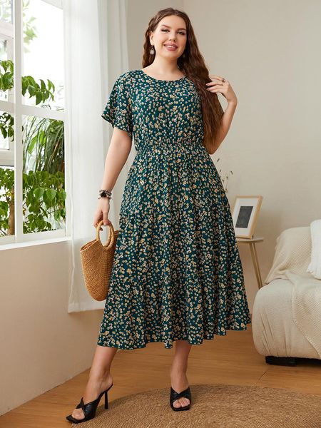 dresses fashion big size women's clothing dress summer oneck floral print midi dresses urban elegant casual ladies plus size long dress, Black
dresses fashion big size women's clothing dress summer oneck floral print midi dresses urban elegant casual ladies plus size long dress, Black
