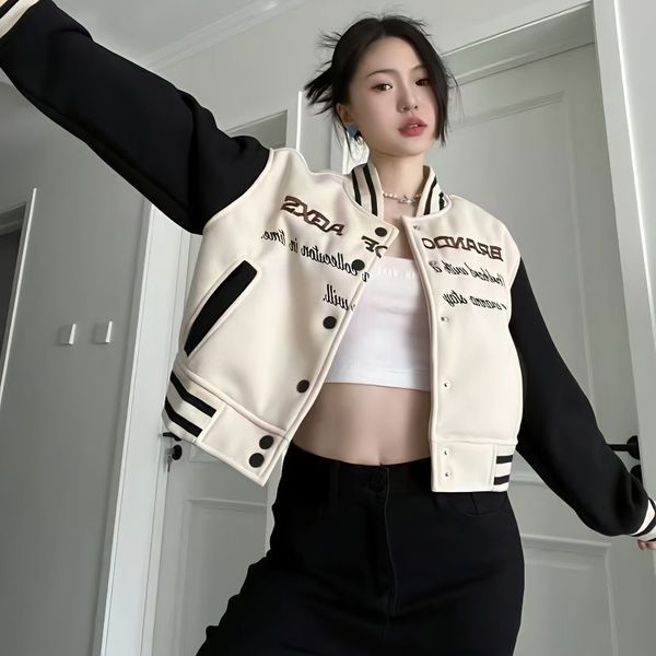 womens jackets letter embroidery jacket women clothing high street vintage hip hop coat casual for clothes 230707, Black;brown
womens jackets letter embroidery jacket women clothing high street vintage hip hop coat casual for clothes 230707, Black;brown