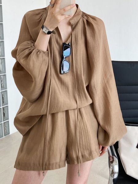 women's two piece pants spring summer solid color simple shirts shorts set lantern sleeve round neck tie-up blouse trouser women two pi, White
women's two piece pants spring summer solid color simple shirts shorts set lantern sleeve round neck tie-up blouse trouser women two pi, White