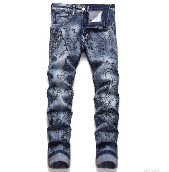 men's jeans am slim fit elastic feet men cotton elastic embroidery printing fashion pants trousers gzh3tq381, Blue
men's jeans am slim fit elastic feet men cotton elastic embroidery printing fashion pants trousers gzh3tq381, Blue