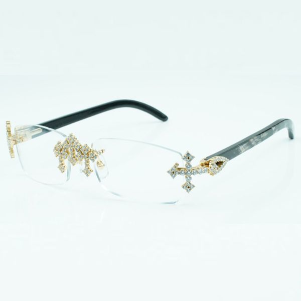 cross diamond black textured buffalo horn eyeglass frame 3524012 with 56mm clear lens, Silver
cross diamond black textured buffalo horn eyeglass frame 3524012 with 56mm clear lens, Silver