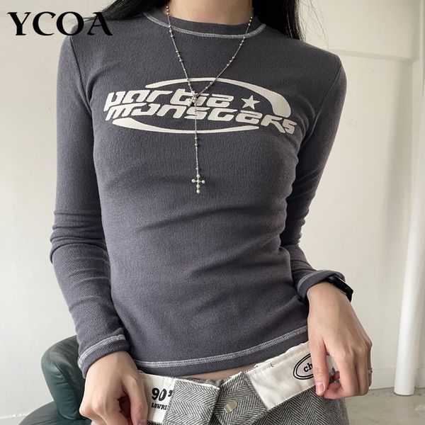 women's t-shirt women t-shirt slim crop retro elastic pullovers korean fashion print grunge vintage long sleeve tee y2k streetwear clot, White
women's t-shirt women t-shirt slim crop retro elastic pullovers korean fashion print grunge vintage long sleeve tee y2k streetwear clot, White