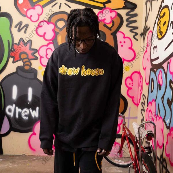 men's hoodies sweatshirts draw house early autumn letter printing american fashion brand lovers oversize plush round neck sweater male, Black
men's hoodies sweatshirts draw house early autumn letter printing american fashion brand lovers oversize plush round neck sweater male, Black