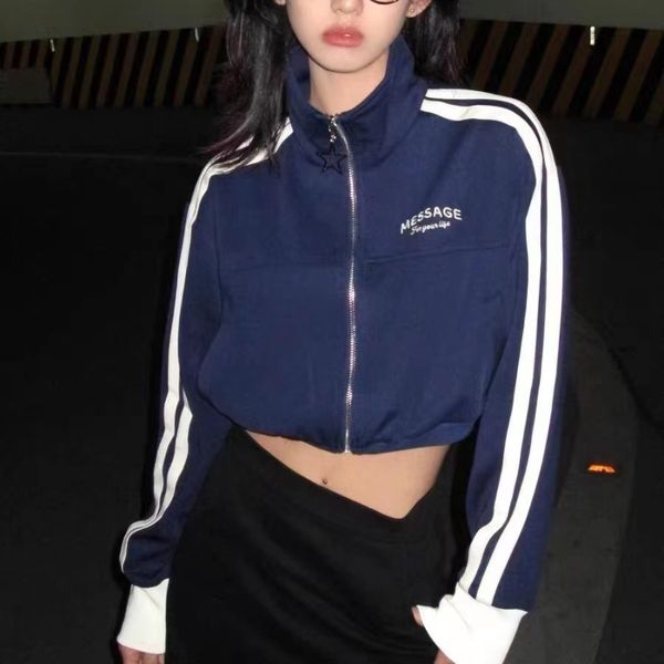 womens jackets women spring autumn short coat cyber y2k kpop cloth zipper vintage striped cropped korean fashion sweatshirt black blue 23070, Black;brown
womens jackets women spring autumn short coat cyber y2k kpop cloth zipper vintage striped cropped korean fashion sweatshirt black blue 23070, Black;brown