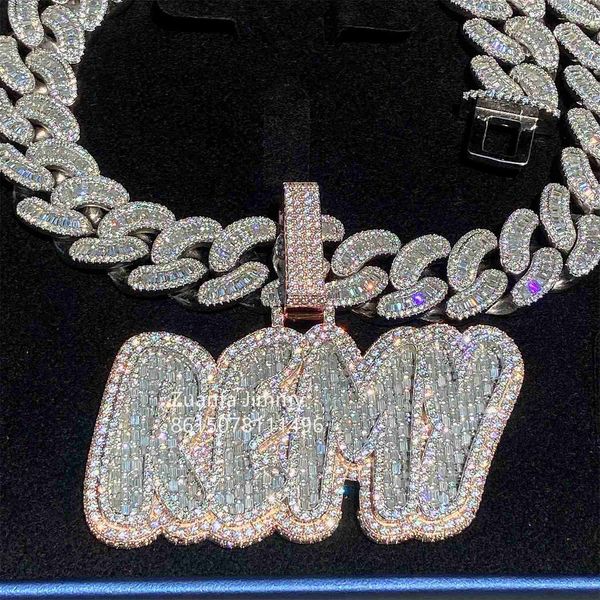 customized hip hop style initial letter pendant iced out jewelry vvs baguette moissanite initial necklace, Silver
customized hip hop style initial letter pendant iced out jewelry vvs baguette moissanite initial necklace, Silver