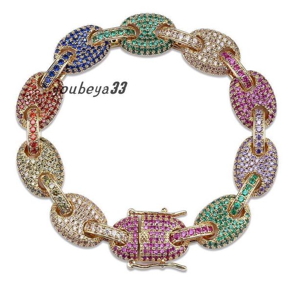 18k gold plated multicolor zircon mens hip hop cuban button chain bracelet miami rock rapper jewelry copper wristband chains for boys gifts, Black
18k gold plated multicolor zircon mens hip hop cuban button chain bracelet miami rock rapper jewelry copper wristband chains for boys gifts, Black