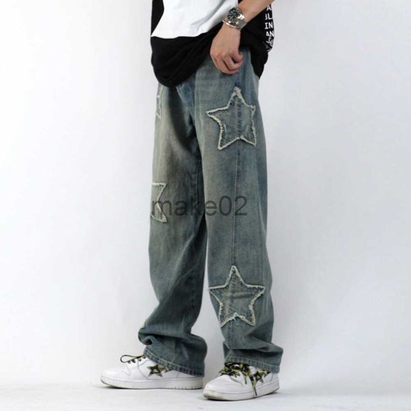 men's jeans street retro hiphop fivepointed star cloth embroidered jeans men's and women's loose straight trousers ins men cl, Blue
men's jeans street retro hiphop fivepointed star cloth embroidered jeans men's and women's loose straight trousers ins men cl, Blue