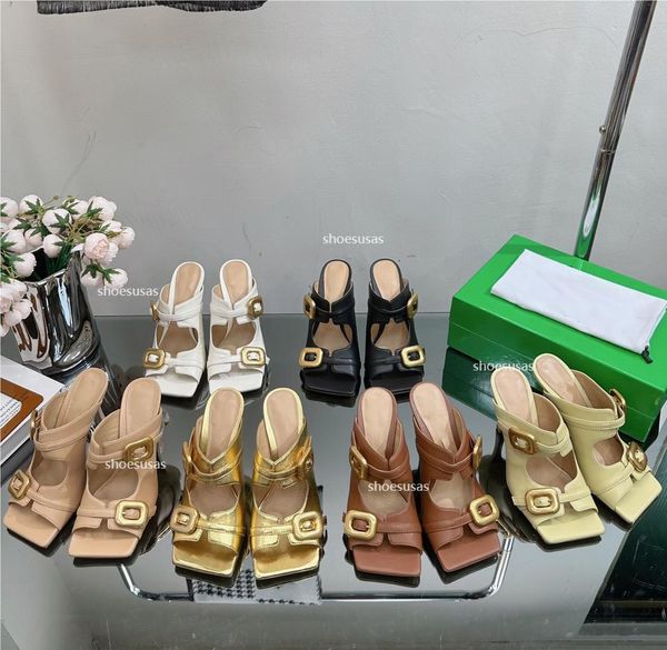 stretch buckle mule sandal designer women leather gold finish high heels slippers retro fashion summer beach slipper, Black
stretch buckle mule sandal designer women leather gold finish high heels slippers retro fashion summer beach slipper, Black