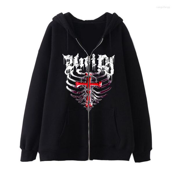 women's hoodies y2k hip hop zip up hoodie skull printed casual sweatshirt long sleeve oversized harajuku high street hooded streetwear, Black
women's hoodies y2k hip hop zip up hoodie skull printed casual sweatshirt long sleeve oversized harajuku high street hooded streetwear, Black