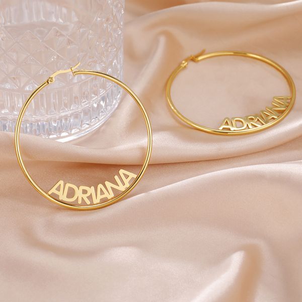 hoop huggie sipuris personalized custom name big earrings stainless steel for women fashion jewelry accessories gifts 230710, Golden;silver
hoop huggie sipuris personalized custom name big earrings stainless steel for women fashion jewelry accessories gifts 230710, Golden;silver