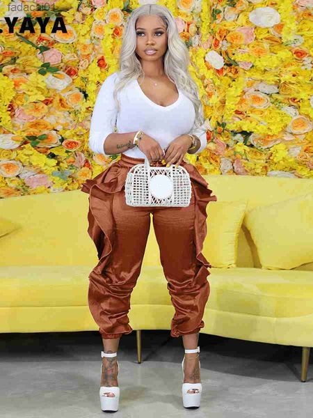 cmyaya women fashion edible tree fungus ruffles jogger pants 2023 summer spring streetwear satin elastic trouser l230621, Black;white
cmyaya women fashion edible tree fungus ruffles jogger pants 2023 summer spring streetwear satin elastic trouser l230621, Black;white
