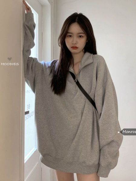 womens hoodies sweatshirts deeptown korean fashion gray oversized women harajuku zip up hoodie vintage loose casual polo collar pullover 23, Black
womens hoodies sweatshirts deeptown korean fashion gray oversized women harajuku zip up hoodie vintage loose casual polo collar pullover 23, Black