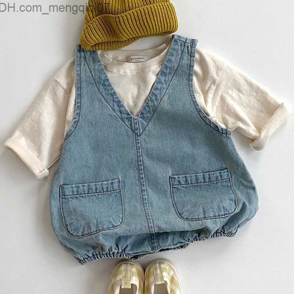 rompers new v-neck baby denim skin-tight garment cute double pocket sets suitable for boys girls sleeveless jumpsuits fashionable baby cloth, Blue
rompers new v-neck baby denim skin-tight garment cute double pocket sets suitable for boys girls sleeveless jumpsuits fashionable baby cloth, Blue