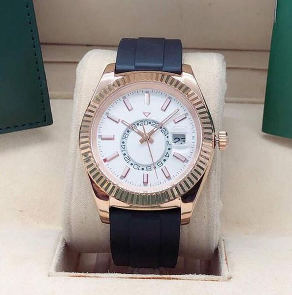 42mm men's automatic mechanical watch mens watches rubber watchband stainless steel folding buckle sport waterproof business wristwatch, Slivery;brown
42mm men's automatic mechanical watch mens watches rubber watchband stainless steel folding buckle sport waterproof business wristwatch, Slivery;brown