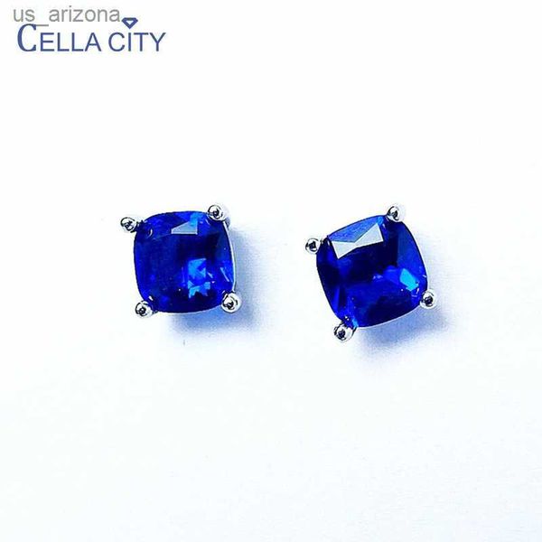 cellacity geometry silver 925 jewelry gemstones sapphire earrings for women classical fashion female ear studs for anniversary l230620, Golden;silver