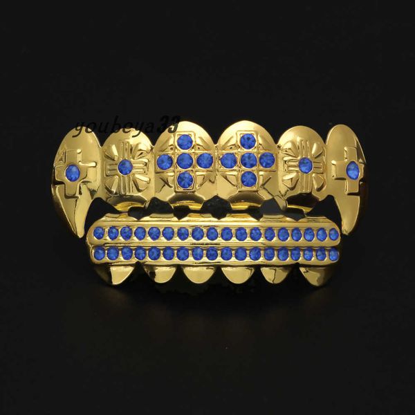 new gold plated iced out blue cz rhinestone hip hop teeth for mouth grillz caps bottom grill set vampire teeth jewelry, Black
new gold plated iced out blue cz rhinestone hip hop teeth for mouth grillz caps bottom grill set vampire teeth jewelry, Black