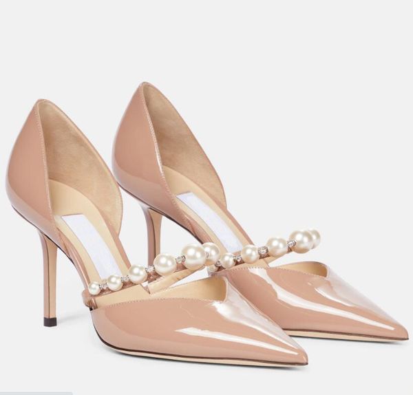 italian women's sandals patent leather glossy pearl embellishment pointed 85mm slim high heels summer bride evening dress party eu35-43, Black
italian women's sandals patent leather glossy pearl embellishment pointed 85mm slim high heels summer bride evening dress party eu35-43, Black