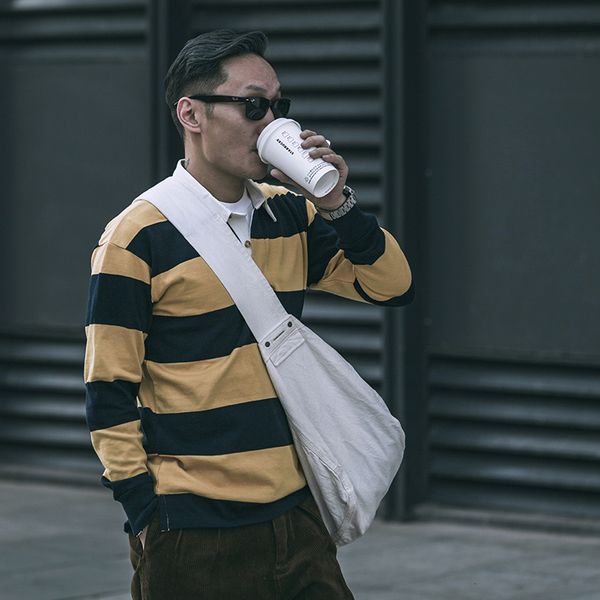 men's polos non stock 290g heavyweight yarn-dyed stripe long sleeve polo t-shirt men's ivy vintage casual rugby polo shirts 230710, White;black
men's polos non stock 290g heavyweight yarn-dyed stripe long sleeve polo t-shirt men's ivy vintage casual rugby polo shirts 230710, White;black