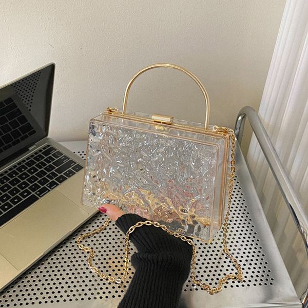 evening bag transparent acrylic suitcase clutch fashion lady crossbody chain shoulder prom lock purses and handbags 230710
evening bag transparent acrylic suitcase clutch fashion lady crossbody chain shoulder prom lock purses and handbags 230710