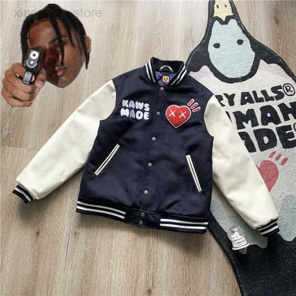 men's jackets human made baseball jacket men women embroidered leather sleeve couple baseball uniform outwear coat hkd230710, Black;brown
men's jackets human made baseball jacket men women embroidered leather sleeve couple baseball uniform outwear coat hkd230710, Black;brown