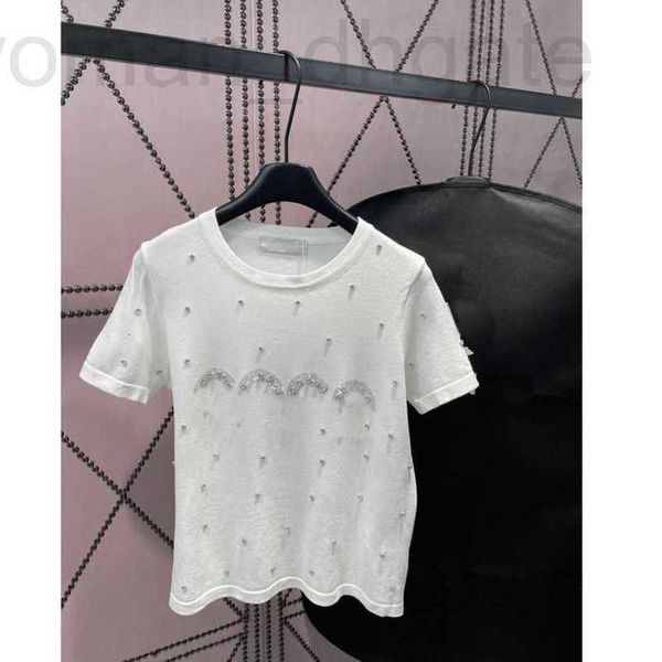 women's knits & tees designer 23ss womens clothing womens alphabet drill heavy full crewneck knitted pure handmade short sleeved clothe, White
women's knits & tees designer 23ss womens clothing womens alphabet drill heavy full crewneck knitted pure handmade short sleeved clothe, White