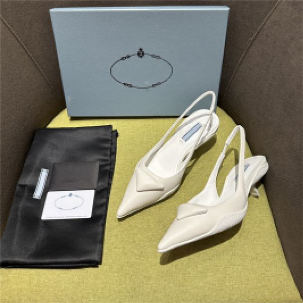 designer luxury triangle logo cielo white pointed toe slingback pump kitten heel shoes with box, Black
designer luxury triangle logo cielo white pointed toe slingback pump kitten heel shoes with box, Black