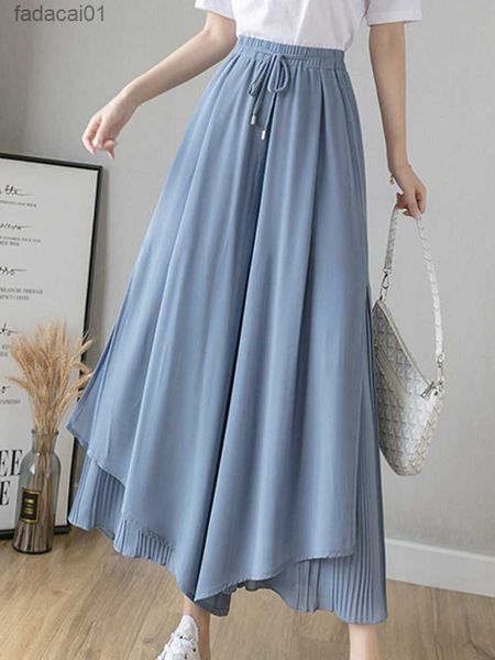 elastic wide leg pants women korean fashion chiffon trousers summer casual loose pleated pants lady high waist street skirt pant l230621, Black;white
elastic wide leg pants women korean fashion chiffon trousers summer casual loose pleated pants lady high waist street skirt pant l230621, Black;white