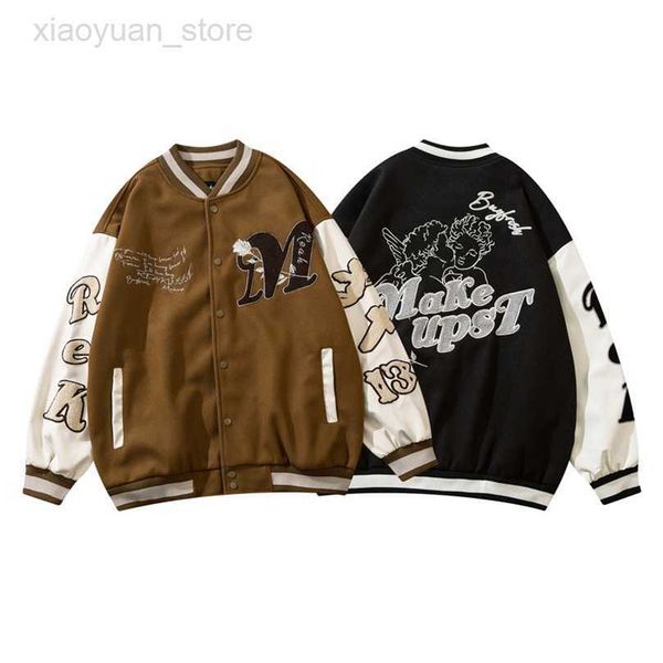 men's jackets 2023 spring autumn men's baseball jacket japan patchwork varsity embroidery uniform vintage trend coat hkd230710, Black;brown
men's jackets 2023 spring autumn men's baseball jacket japan patchwork varsity embroidery uniform vintage trend coat hkd230710, Black;brown
