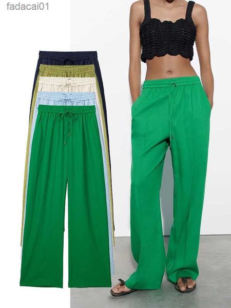 traf women chic side pockets loose wide leg pants vintage high elastic waist drawstring female trousers mujer l230621, Black;white
traf women chic side pockets loose wide leg pants vintage high elastic waist drawstring female trousers mujer l230621, Black;white