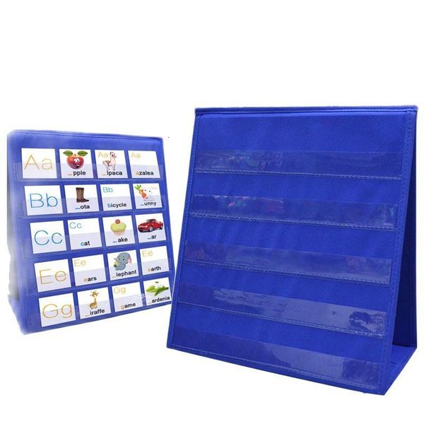 Business Signs Desktop Pocket Chart Teaching Doublesided Selfstanding Foladble for Classroom letter board Student Accessories 230707